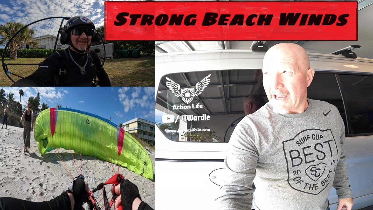 Strong Beach Winds: Flying Paramotor Indiatlantic-By-The-Sea, Florida #Fly #Paramotor #adventure