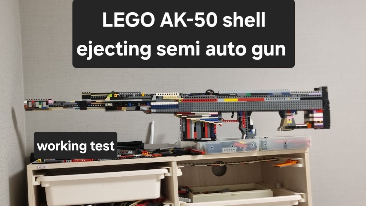 LEGO AK-50 shell ejecting semi auto gun working test 레고 AK-50 탄피배출 반자동 저격총 작동 테스트 @BrandonHerrera 