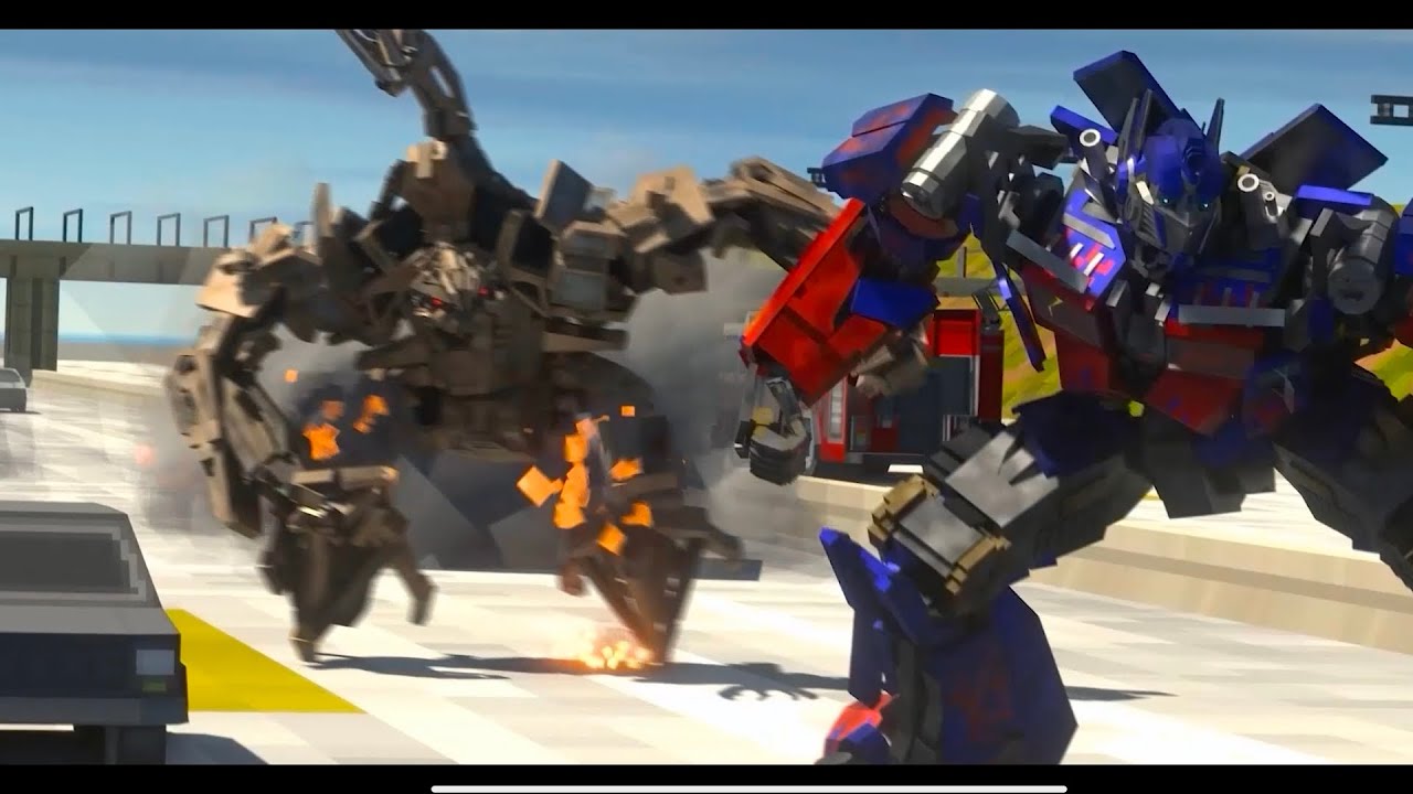 [blender]Minecraft animation_optimus vs bonecrusher