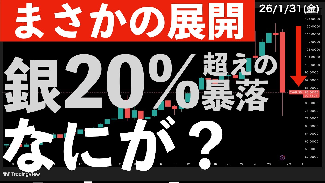 【まさかの展開】銀が20%越えの暴落！いったい何が？次期FRB議長をめぐって　#米国株 #日経平均 #sp500