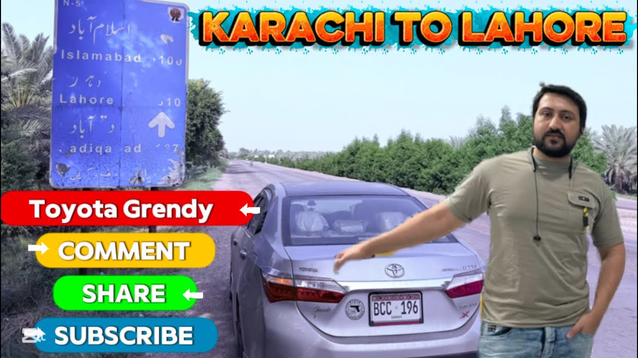 Karachi to lahore by road on toyota crolla Grendy// broken moterway 😓// total petrol and toll tex  