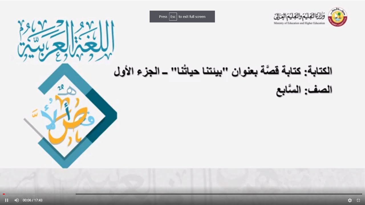 الصف السابع   اللغة العربية   الكتابة قصة   بيئتنا حياتنا   ج1