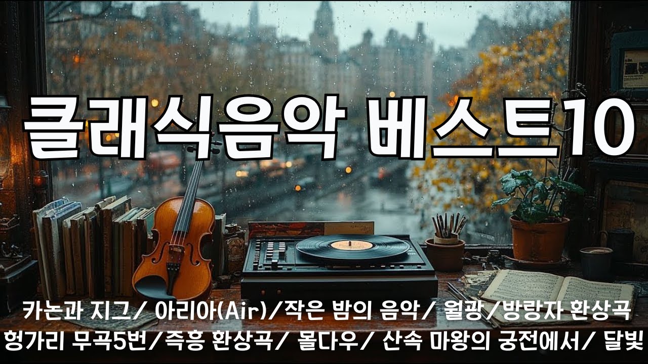 클래식음악 베스트10 시대별 모음 Classic Music: Pachelbel, Mozart, Beethoven, Schubert, Chopin, Bach,Smetana,Grieg