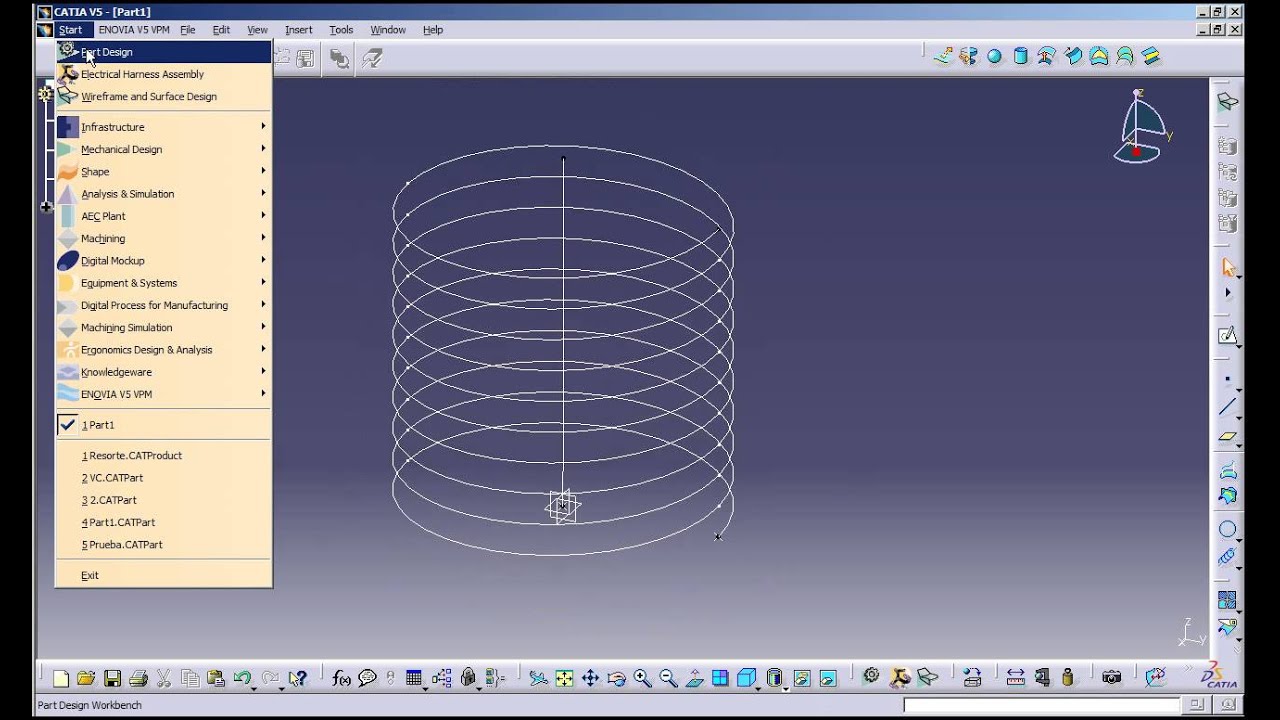 Catia V5. Diseño de resorte en Catia V5 en español
