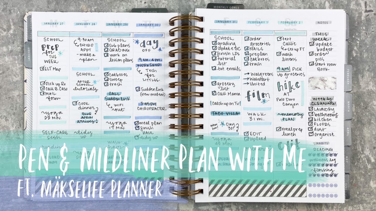 PEN & MILDLINER PLAN WITH ME | ft. mäksēlife planner | tattooed teacher plans