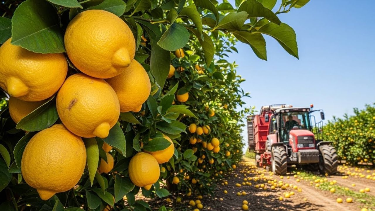 How American Farmers Harvest 1.3 Billion Pounds of Lemons by Machine | Farming Documentary