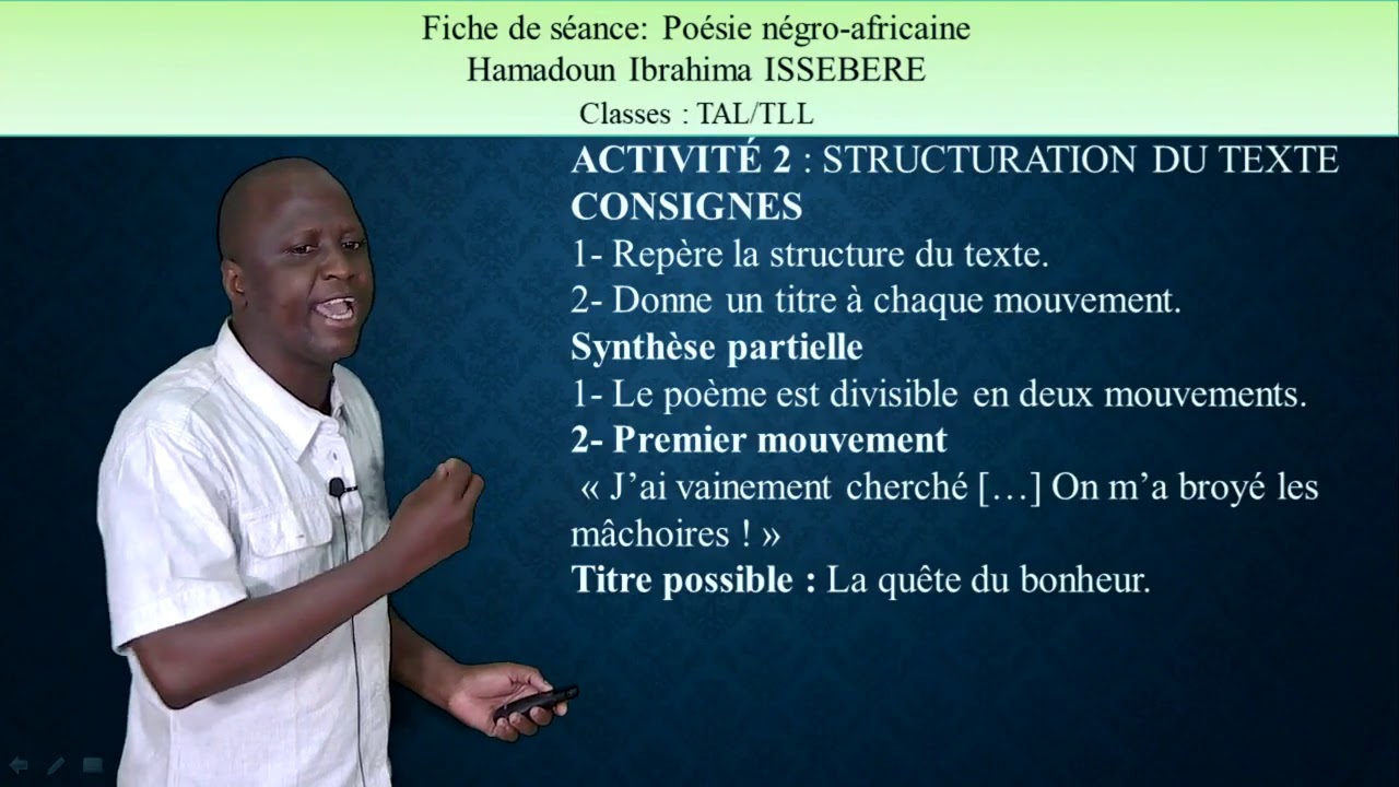 TLL TAL Français leçon3 Poésie africaine