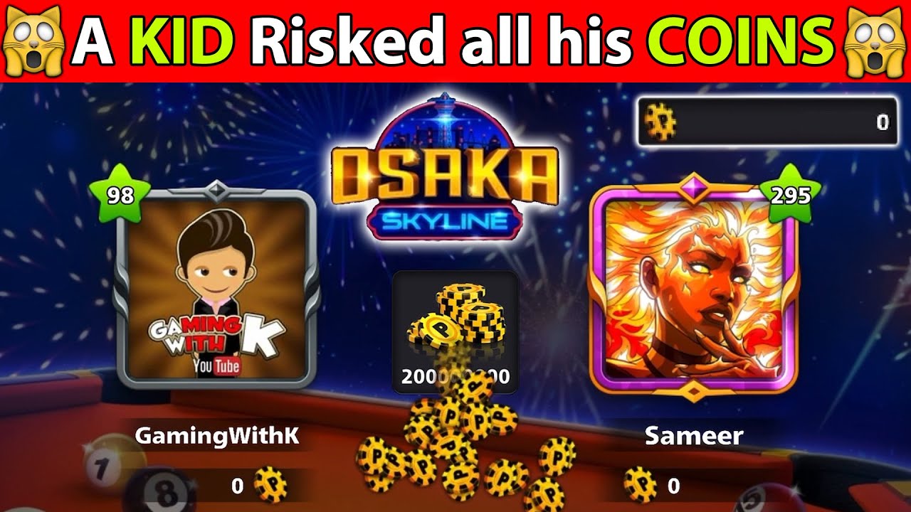 8 Ball Pool -  Risked ALL my 100M COINS in OSAKA & Increase 1 Billion Coins - GamingWithK