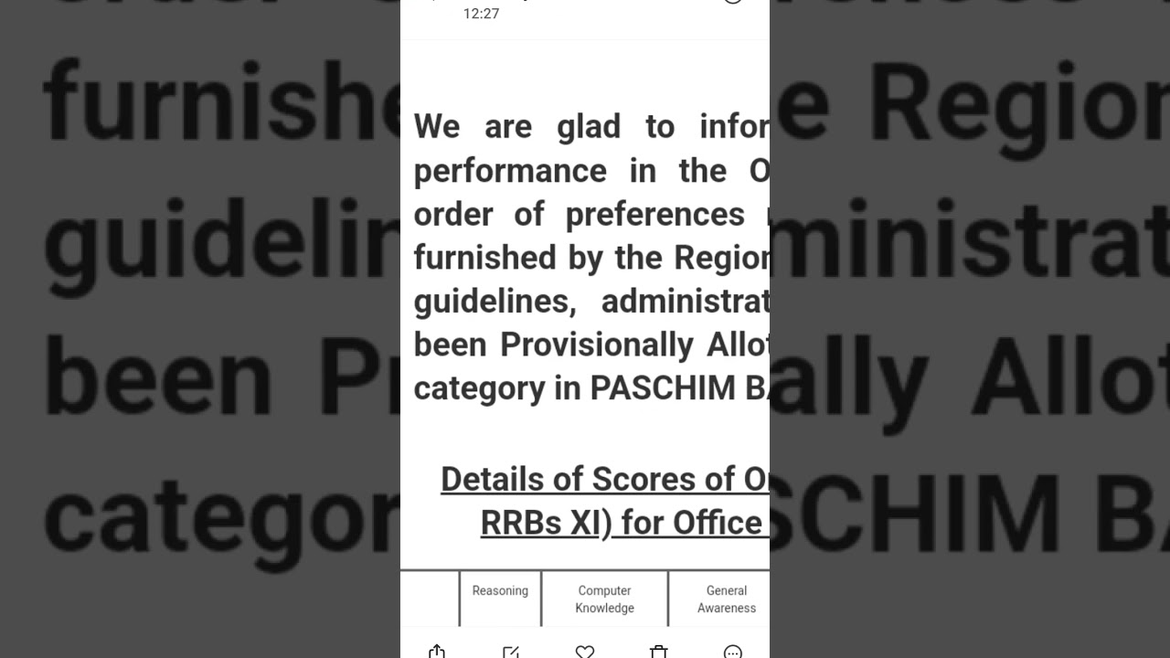 RRB CLERK mains scorecard❤Selected😇#banking #rrbclerk #rrbpo#westbengal