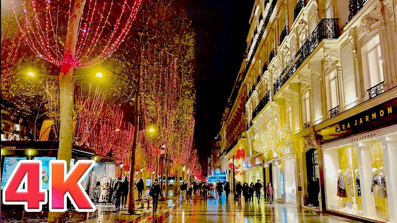 Night Walk Under The Rain in Champs Elysées #Paris 🇫🇷