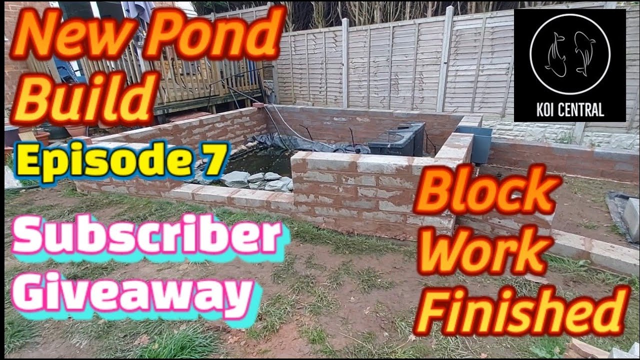 DIY Pond Build Koi Central Ep7 Subscriber Giveaway, Block Work Finished And A New Skimmer.