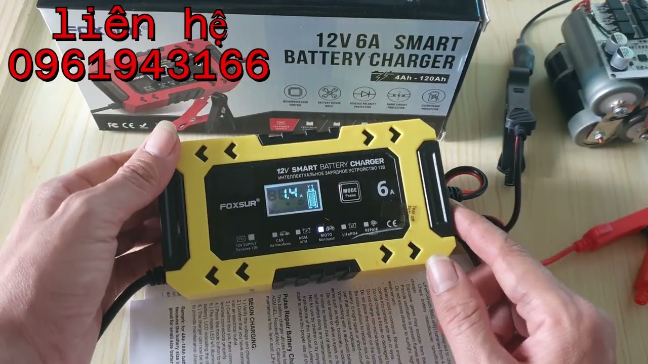 Sạc ắc quy foxsur nhận đa năng siêu bền.