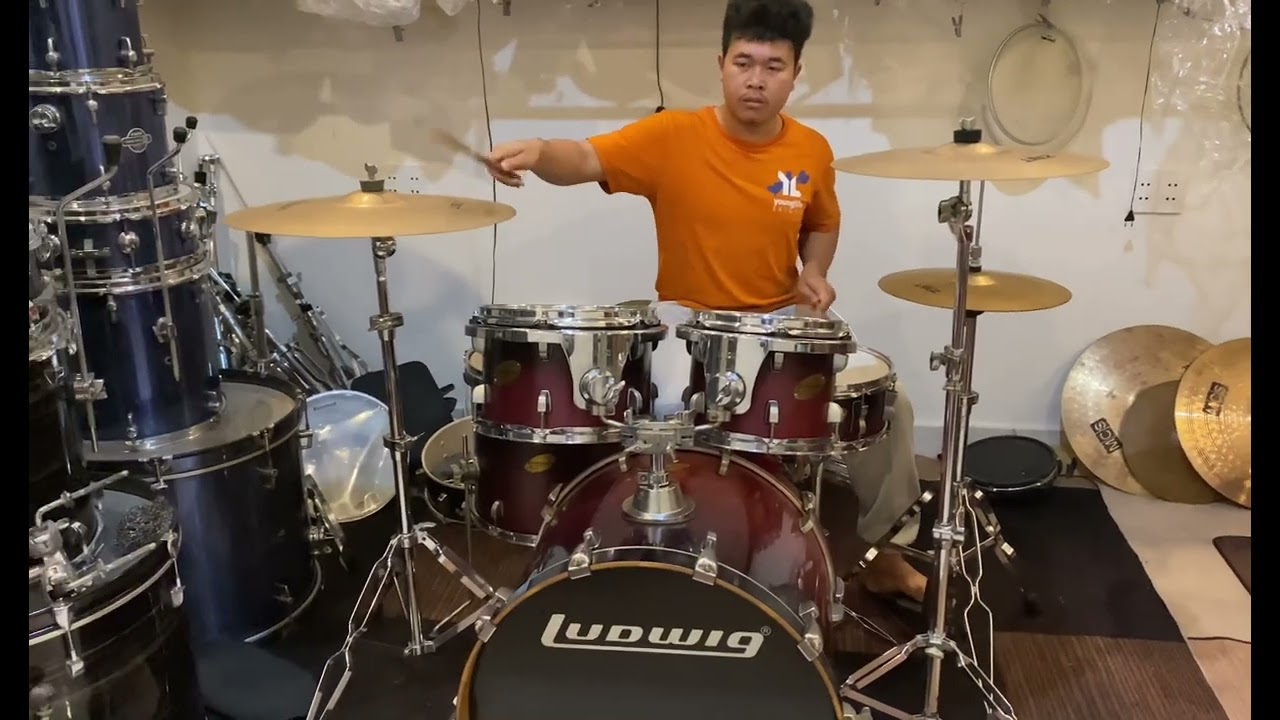 Full bộ trống jazz Ludwig Accent CS custom bộ lá ZBT usa dàn chân to chuẩn show