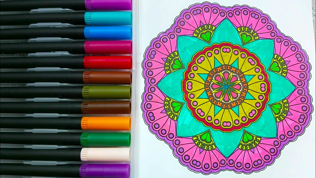 Mandala Coloring World - Color and Calm 🌟Satisfying video for Sleep ASMR ( No talking ) #43