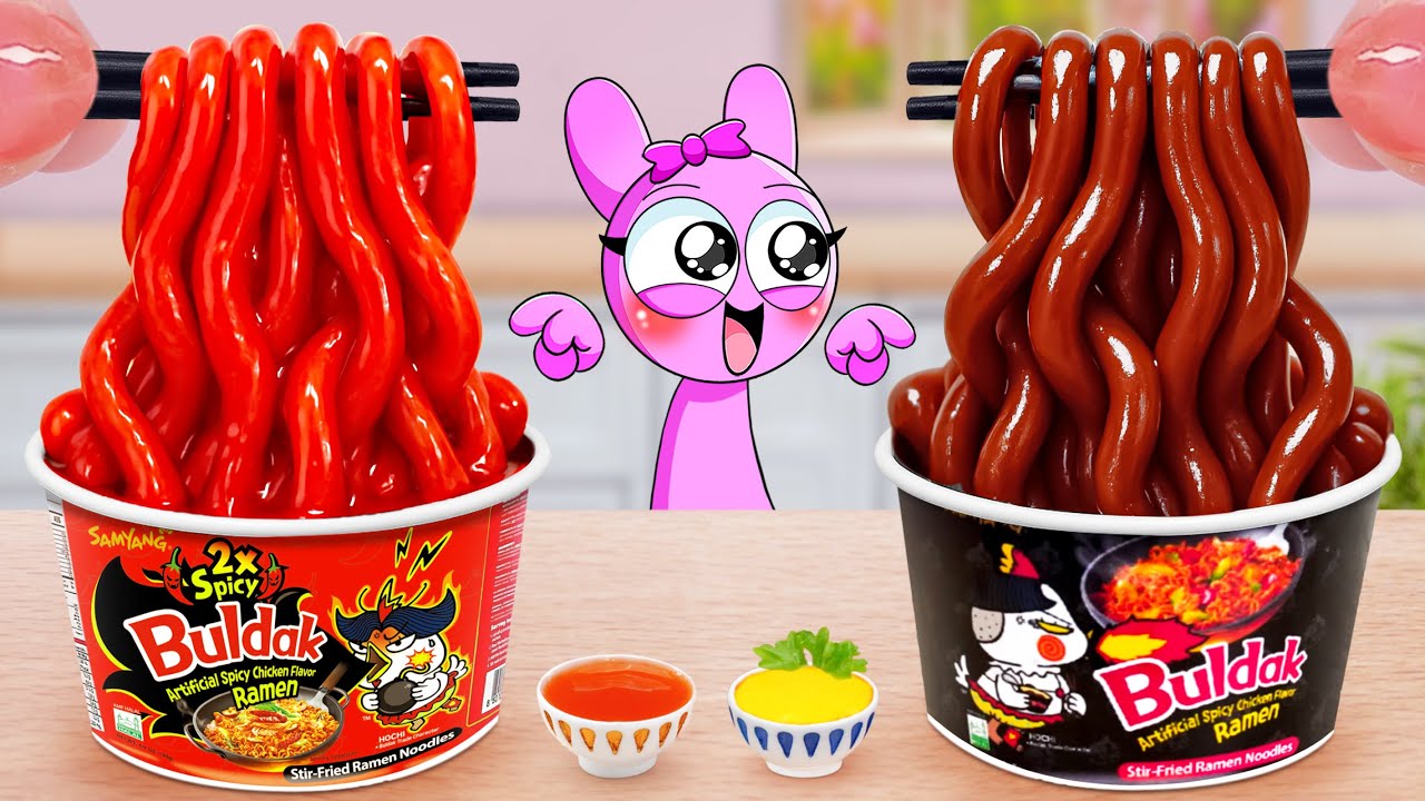 Best Korean Street Food Recipes 🍜 Cook Miniature Buldak Korean Ramen Noodles ❤️ Mina Mini Kitchen