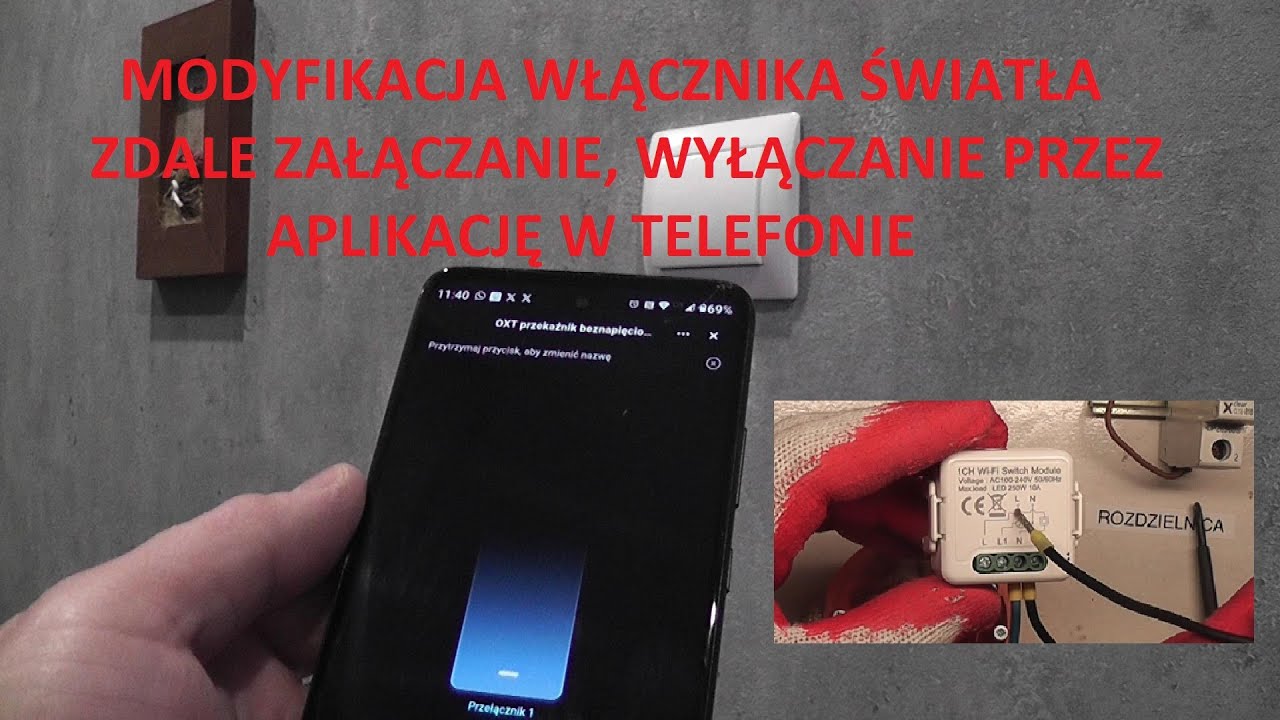Modyfikacja włącznika światła, zdalne włączanie, wyłączanie przez aplikację Tuya