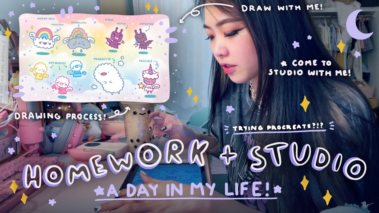 Illustration Homework + Studio Critique Vlog! ✨ | Procreate Draw With Me | RISD | Tiffany Weng