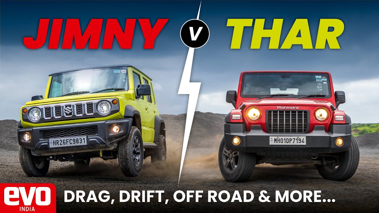 Maruti Suzuki Jimny против Mahindra Thar | Дрэг, дрифт, бездорожье и многое другое | evo India