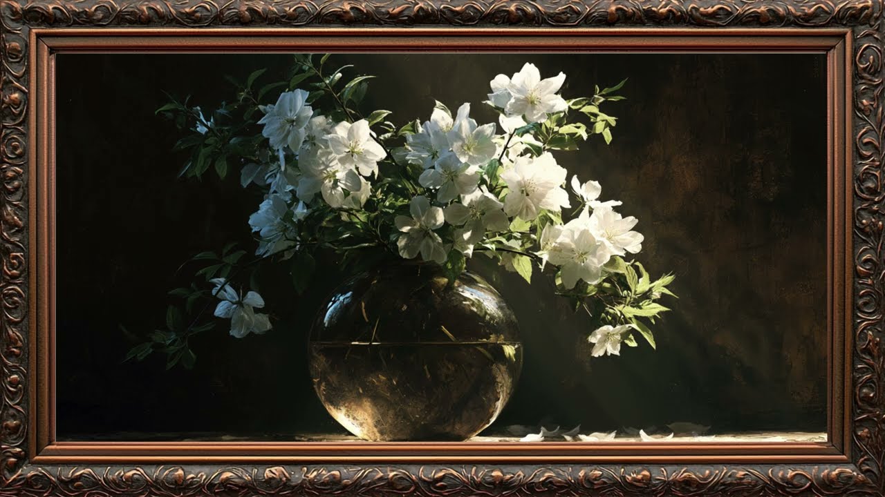 4K Flowers in a Crystal Vase frame TV ART | 4K frame tv art | Frame TV ART | TV Screensaver