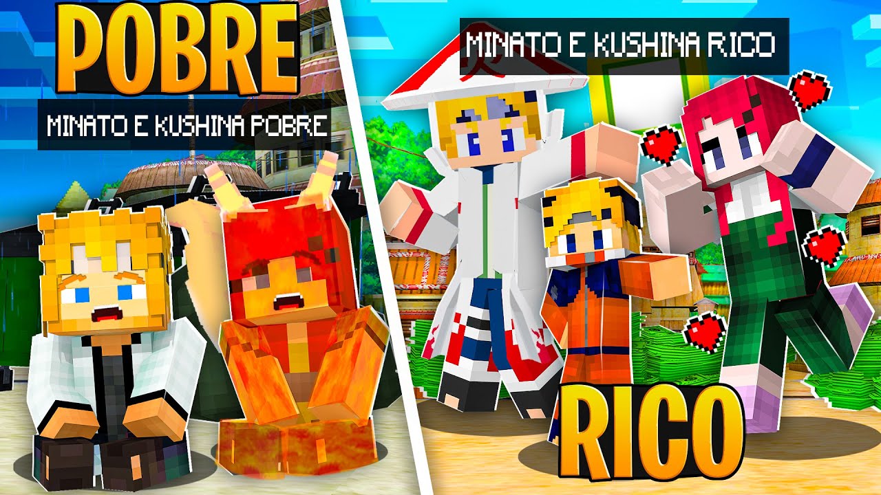 RICO VS POBRE DO MINATO e KUSHINA no MINECRAFT!