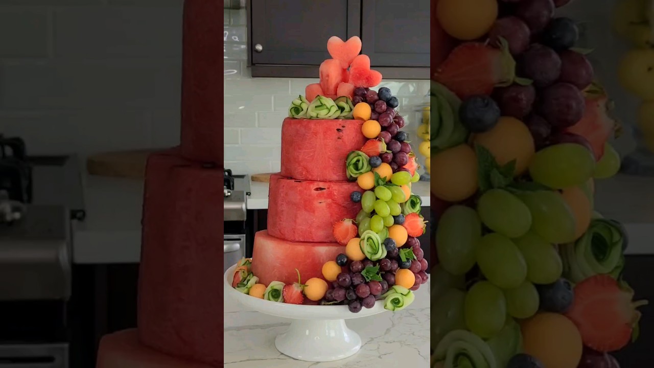 Watermelon cake! How do I make fruit cake step by step #watermelon #fruitcake #tutorials
