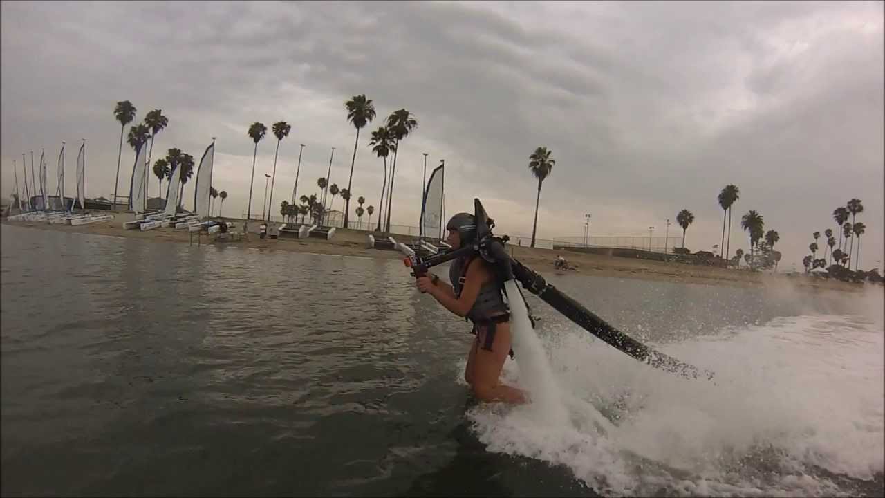 Three Hot Blondes Flying a Jetpack!