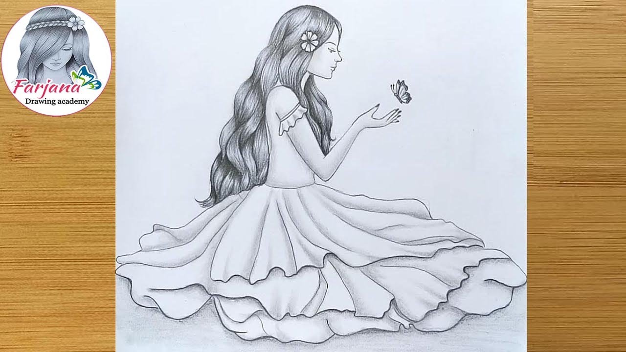 How to draw A Cute Girl with Butterfly || Pencil sketch || Drawing Tutorial || Art video