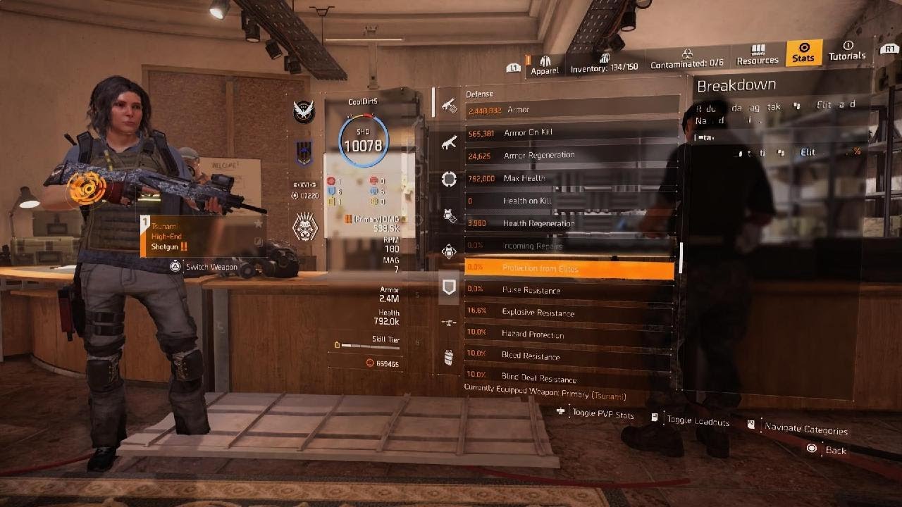 Tom Clancy's The Division 2 Max 2.4M  Armor Build Stats