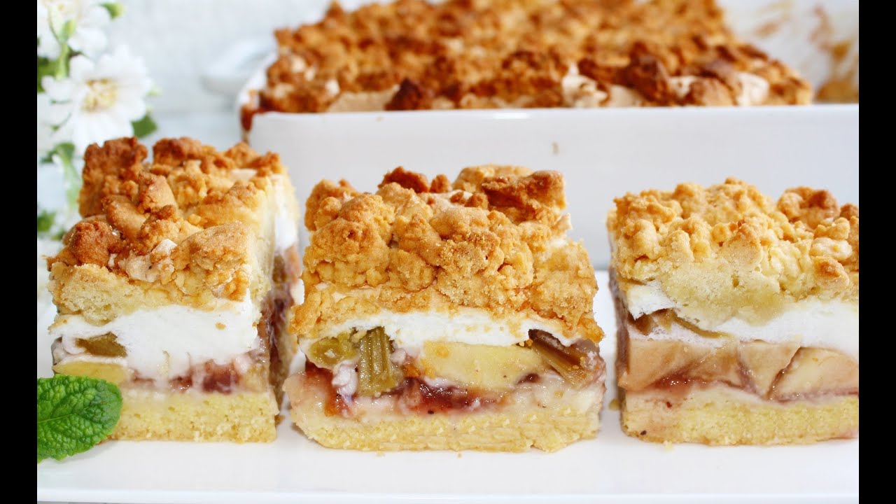 CIASTO Z RABARBAREM I JABŁKAMI   - #ciasto #rabarbar #szybkieciasto #sweet