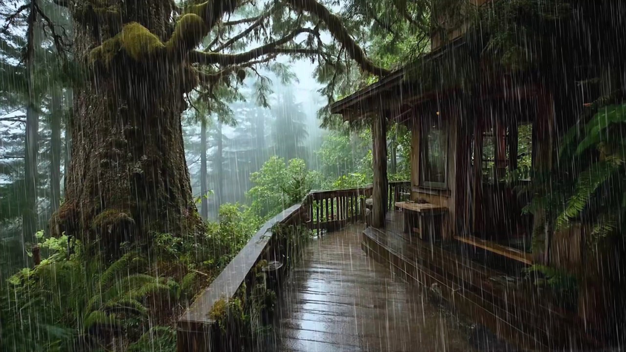 Discover Peaceful Sleep with Rain in Cozy Tree House Cabin 🍀 Feel Relaxed and Calm with Rain
