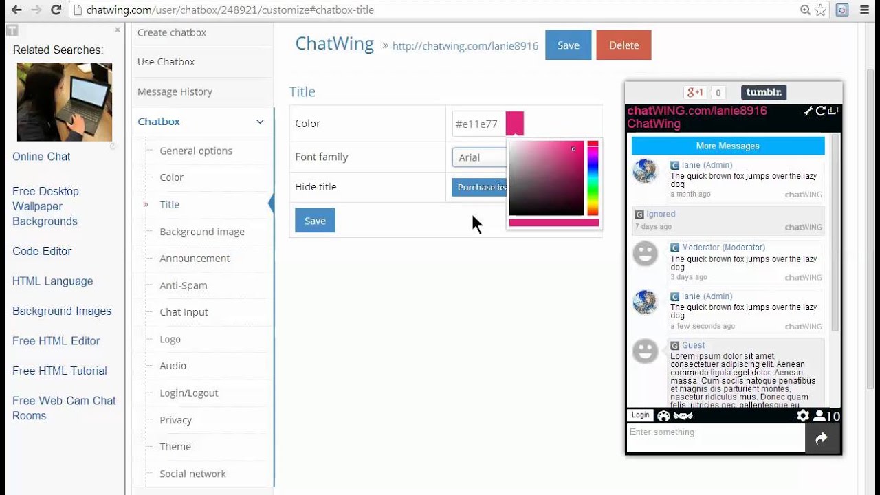 live webcast service Chatwing Embed group chat IFrame HTML Javascipt