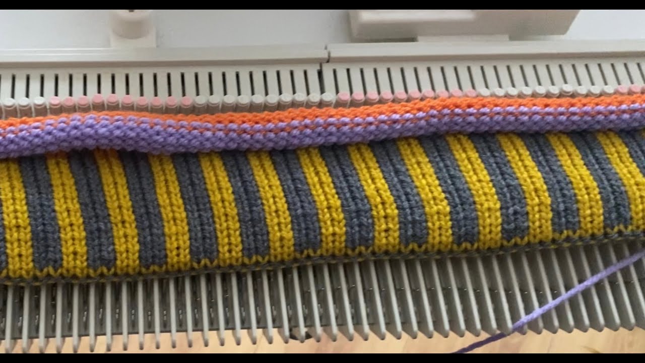 LK150 knitting machine, making ribbing in 2 colours, fair isle style, patterns