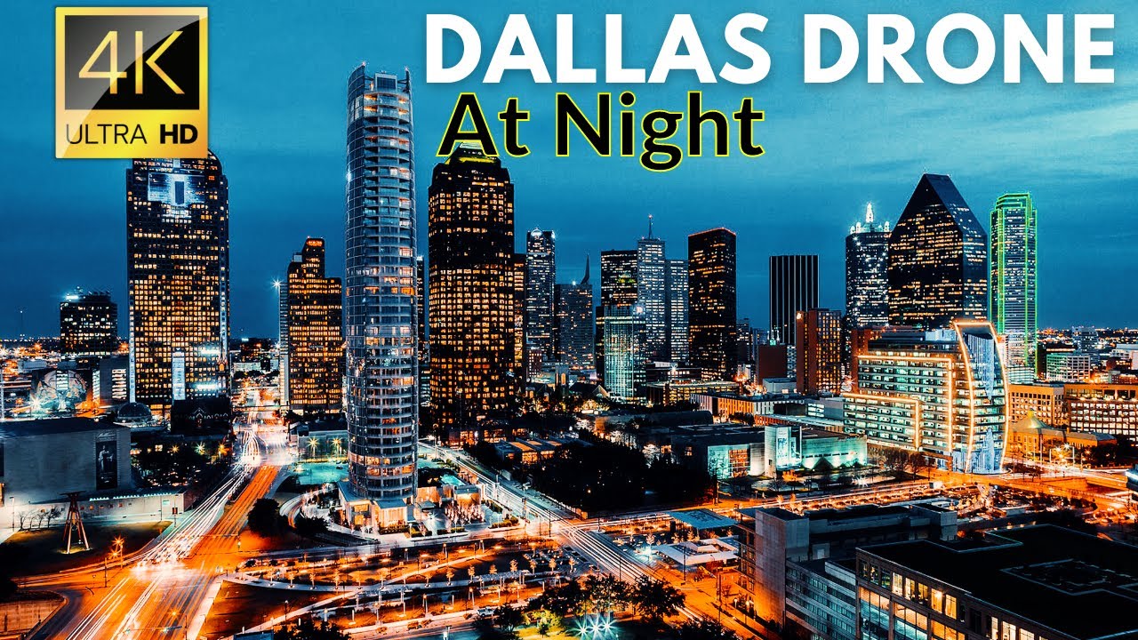 Dallas in 4K UHD Drone Video at Night || Dallas, Texas, USA at Night - 4K Drone Footage