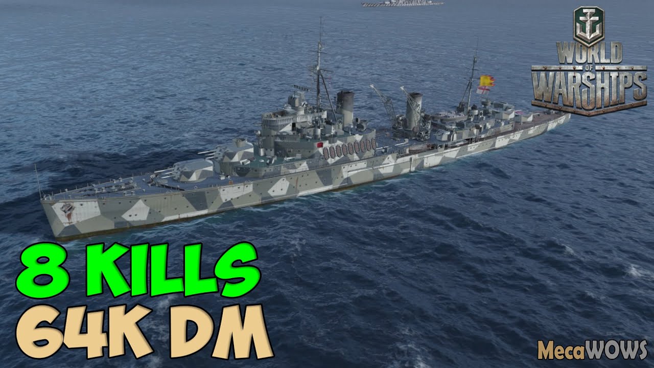 World of WarShips | Fiji | 8 KILLS | 64K Damage - Replay Gameplay 4K 60 fps