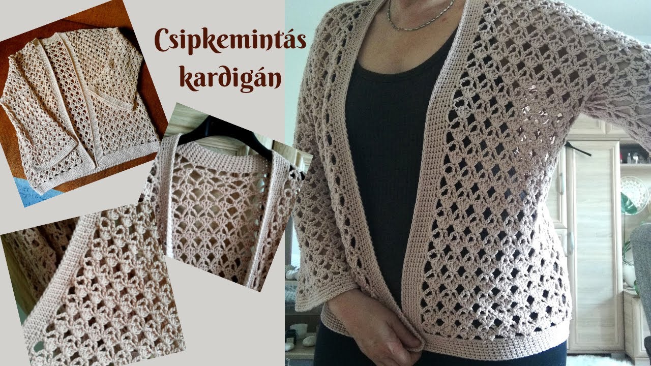 Csipkemint&aacute;s horgolt kardig&aacute;n .