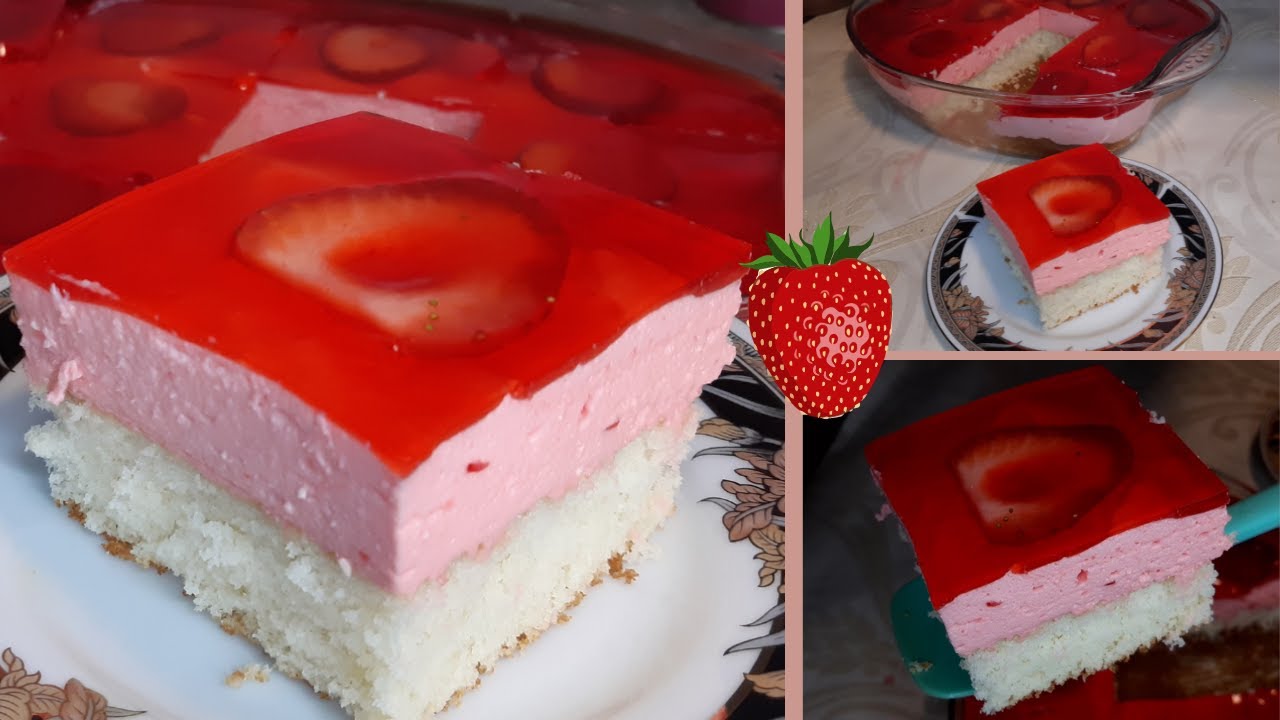 كيكة موس الفراوله سهلة و لذيذة ببيضتين بس هتعملي أحلى كيك christmas dessert