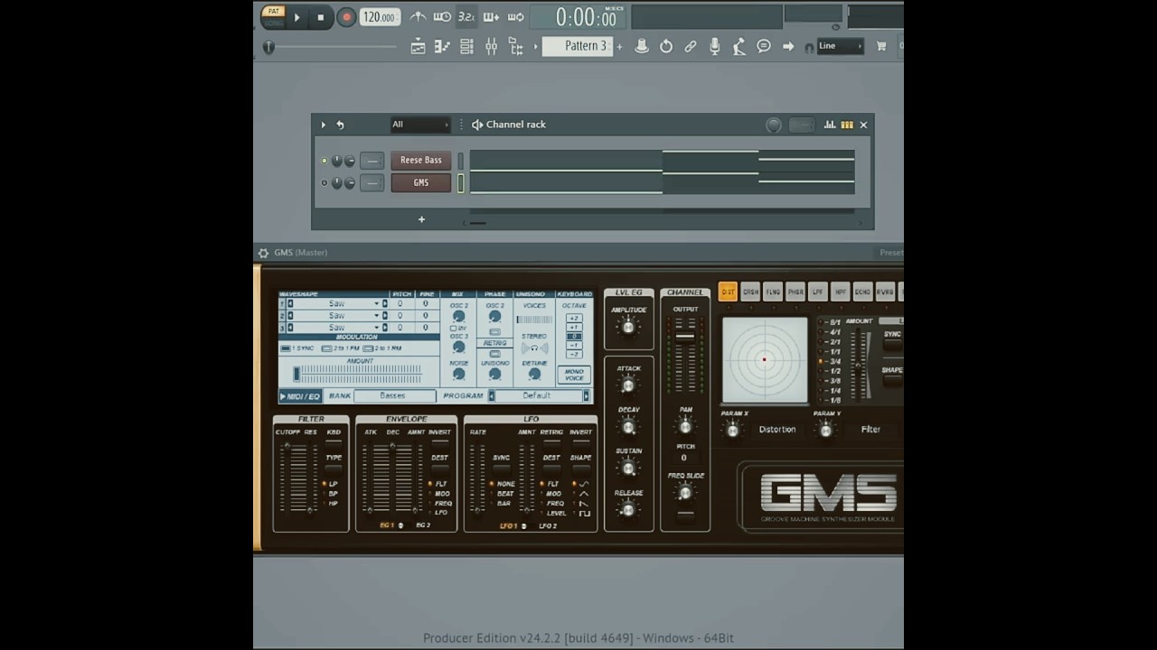 Как накрутить Reese Bass в FL Studio на стандартном синте GMS  #flstudio #shorts #sounddesign #synth