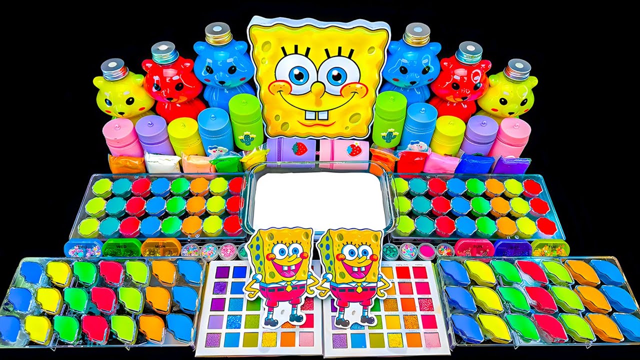 Oddly Satisfying Slime Mix | YELLOW SPONGEBOB into Glossy Slime | Random Slime ASMR