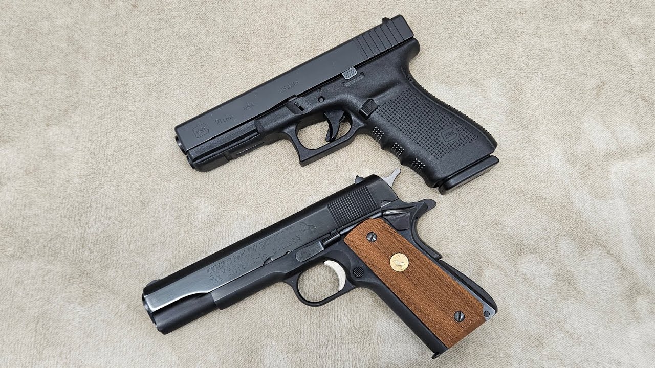 Glock 21 VS. Colt 1911 Goverment 45acp pistol comparison