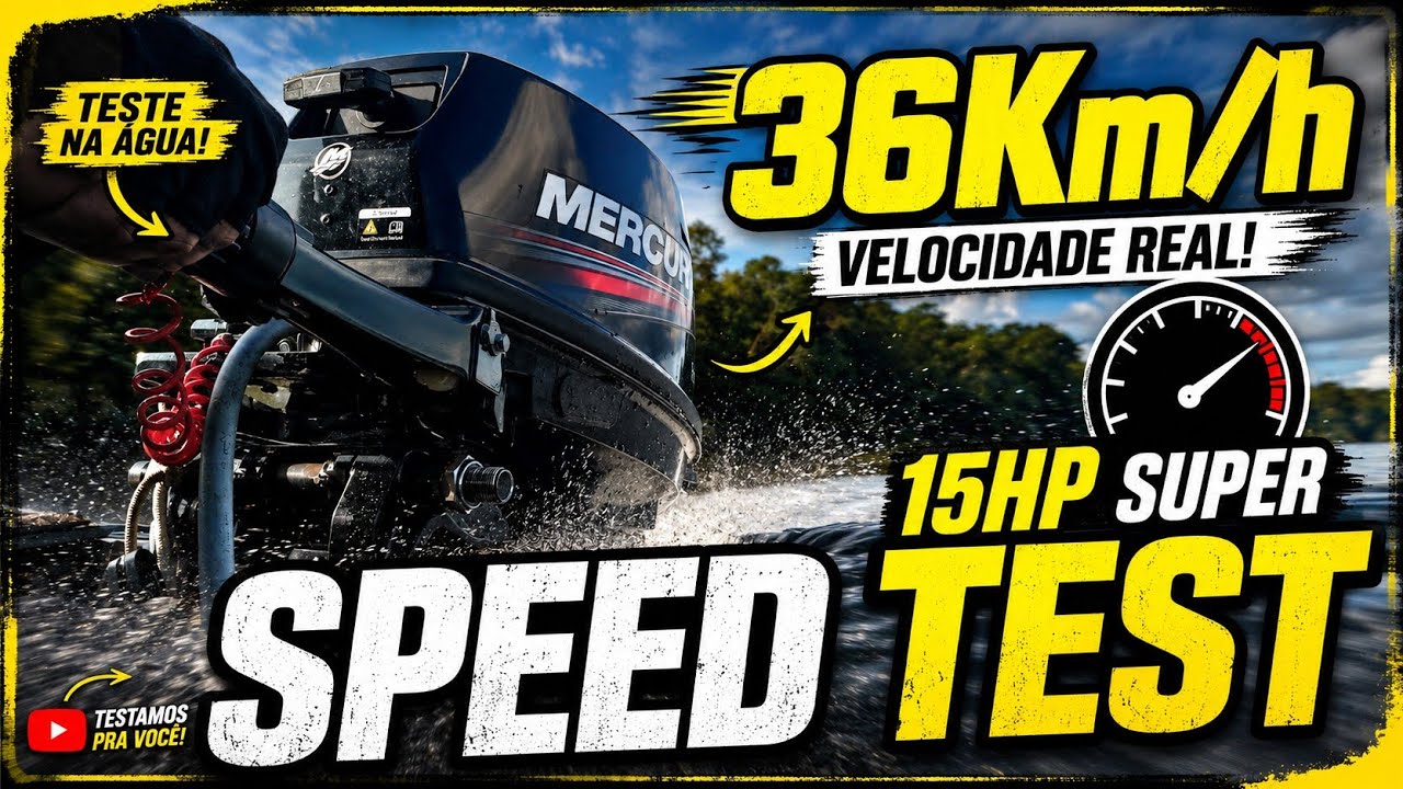 Teste de Velocidade do Motor Mercury 15hp Super com Barco Calaça Flashbass 550