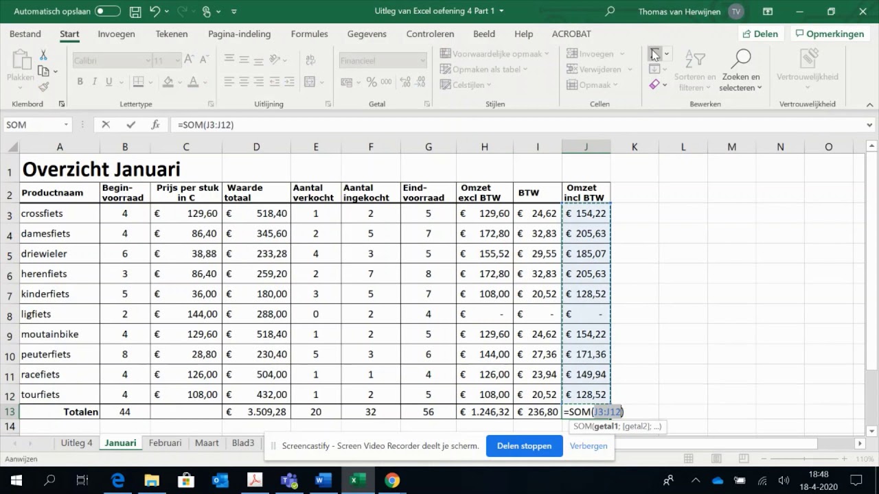 Digitale vaardigheden uitleg Excel oefening 4 Part 2