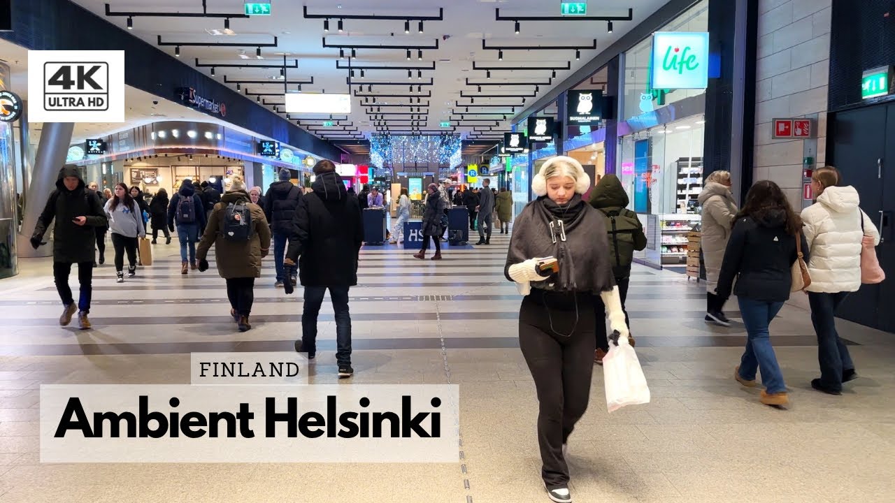 Walking in Helsinki Finland 🇫🇮 -20 C outside - Finnish Shopping Mall Kamppi