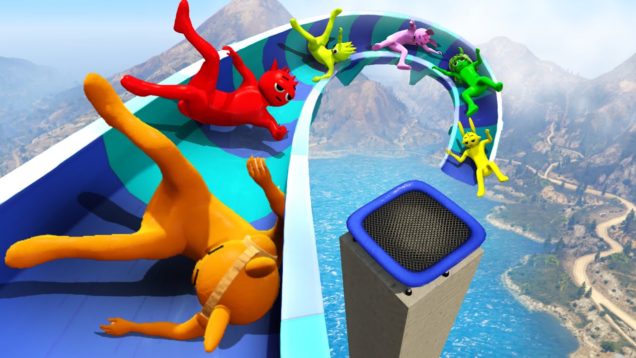 GTA 5 Incdredibox Sprunki Crew Ultimate Waterslides and Trampoline Ragdolls
