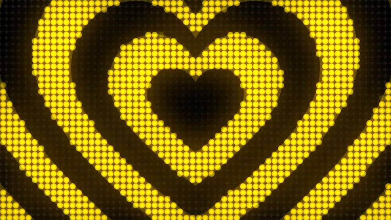 4K 1 Hour Yellow Heart Tunnel Y2K Colorful Aesthetic LED Lights Background Video Screensaver