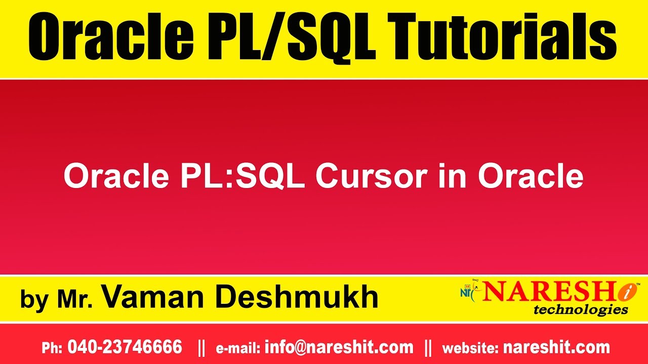 Oracle PL/SQL Tutorials | Oracle PL:SQL Cursor in Oracle | by Mr.Vaman Deshmukh