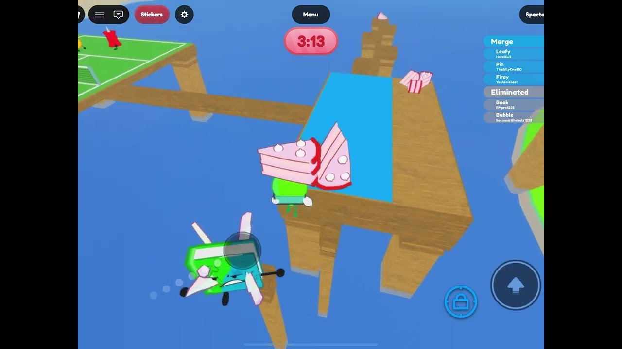 победа в финале BFDI в Roblox.