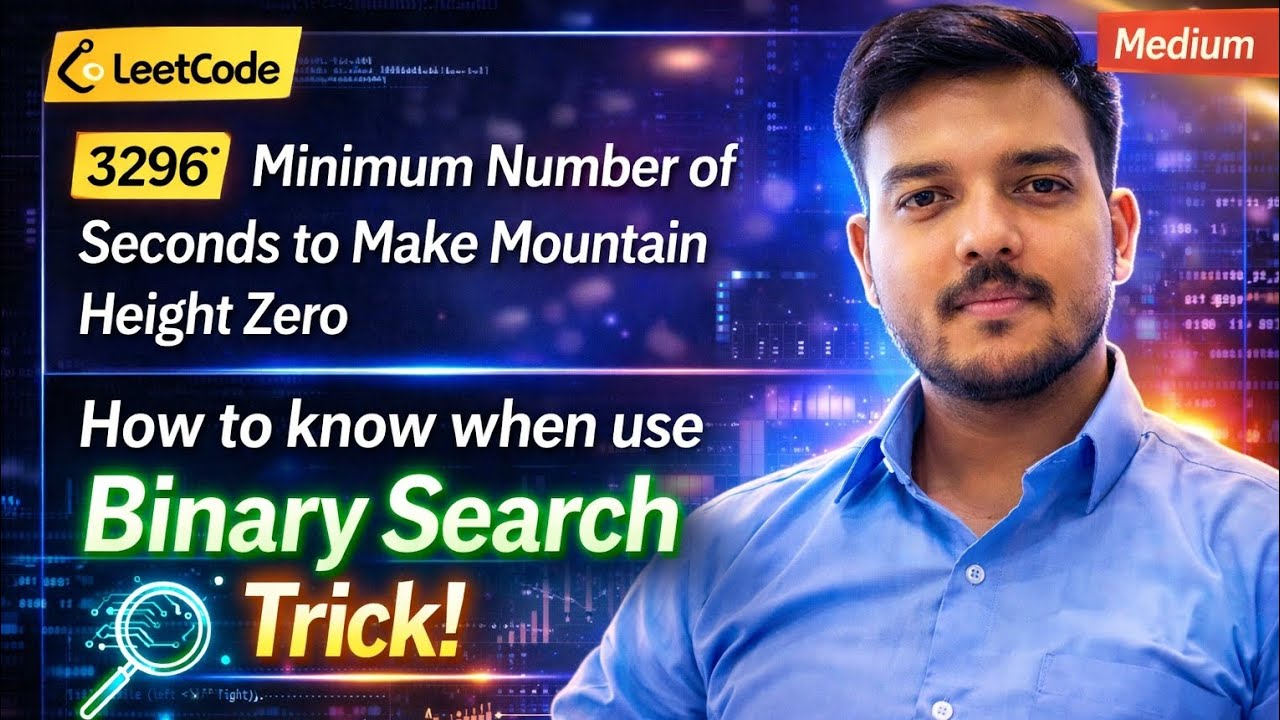 LeetCode 3296 | Minimum Number of Seconds to Make Mountain Height Zero | Binary Search Explained