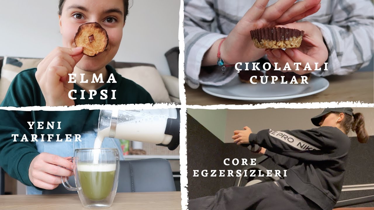 Yeni Sağlıklı Tarifler! Core Egzersizleri, Alışveriş, Pişmeyen Tatlılar, Elma Cipsi -Benimle 2 Gün-