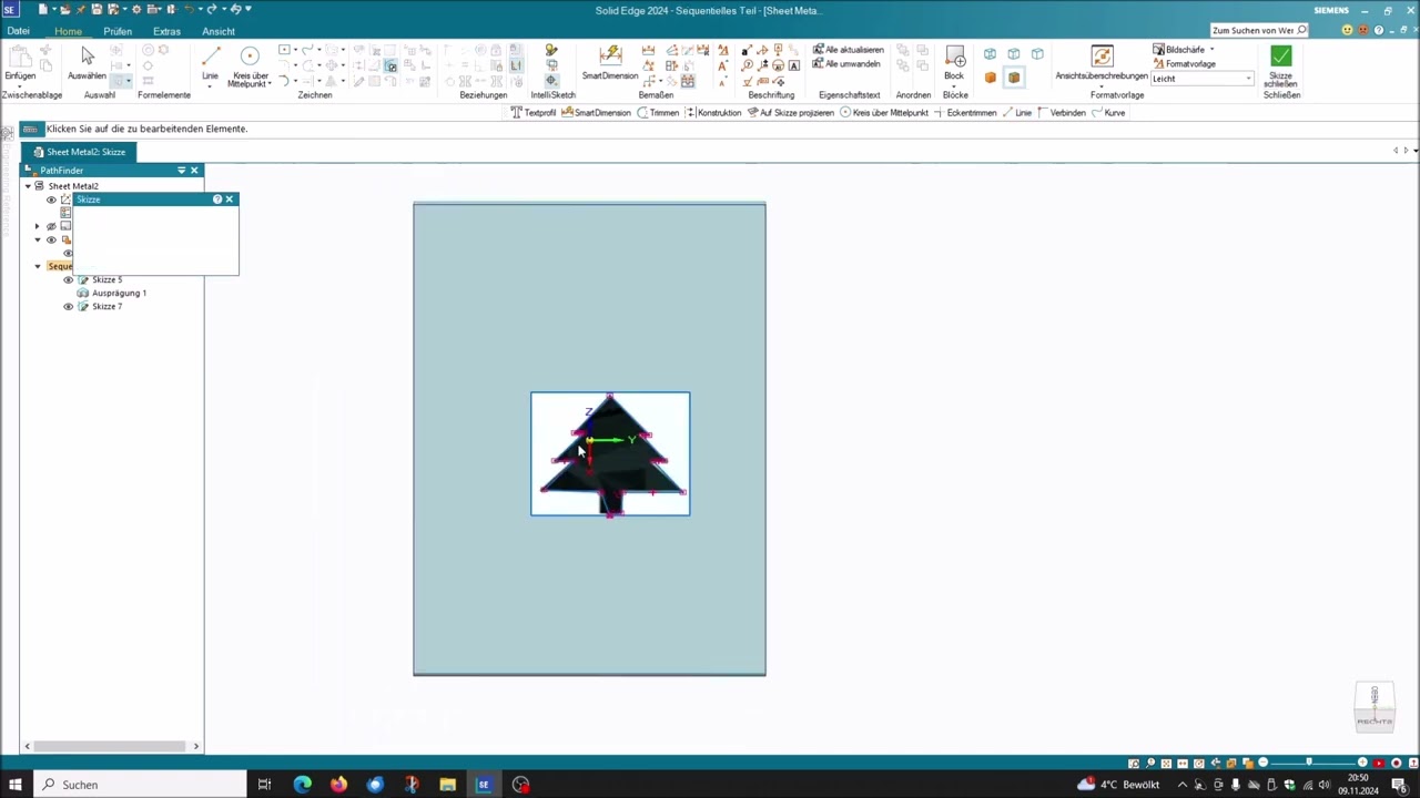 Solid Edge Tutorial 34 Text ausschneiden und Bild in Skizze laden