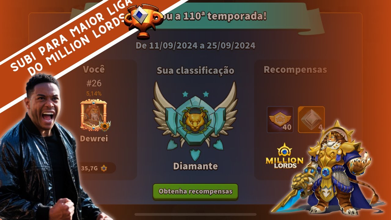 ✨ Cheguei na Liga Lendária do Million Lords! ✨